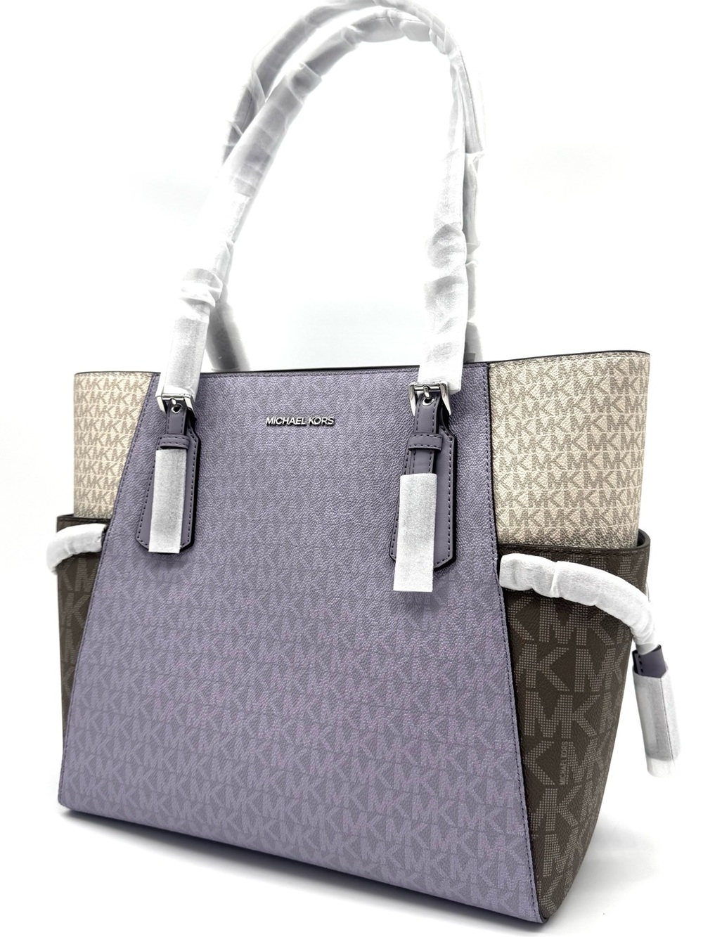 Michael Kors Voyager Large Color-Block Signature Logo Tote Bag - Lilac